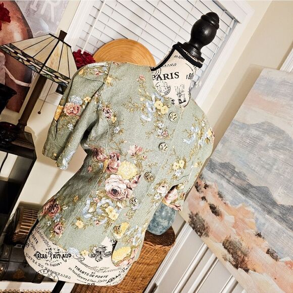 Vtg Lady Carol Preppy Tapestry Design Floral Statement Blouse. - Picture 11 of 15